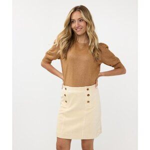 NWT ESQUALO Cream Corduroy Mini Skirt